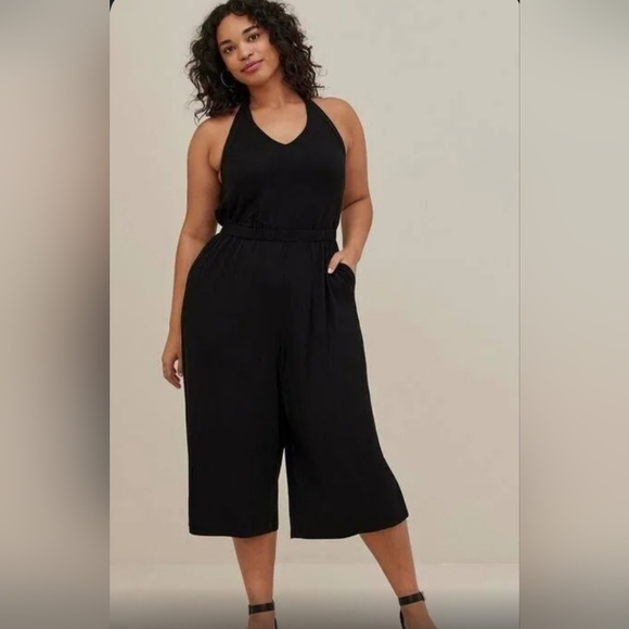torrid Pants - Torrid Super Soft knit halter jumpsuit with cropped leg